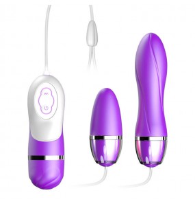 OMYSKY - 10 Speeds Waterproof Silent Double Vibrating Love Eggs (Purple)